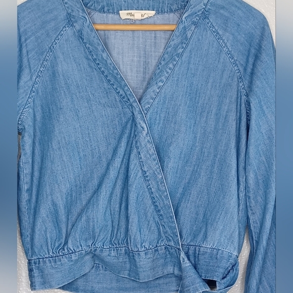 Madewell Denim Bell-Sleeve Wrap Top - Picture 5 of 16